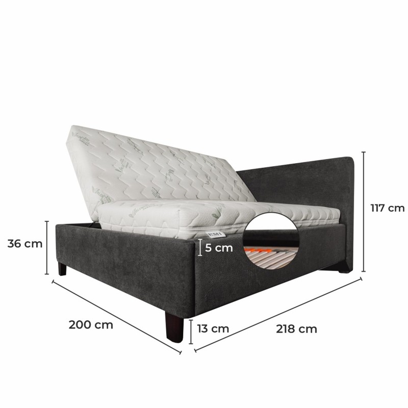 Posteľ čalúnená ZEFIRA + lamelový rošt + matrac EMI