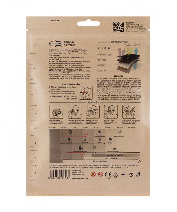 Nano FFP2 respirátor RespiPro Carbon – 3ks Čierna, M, 3 kusov