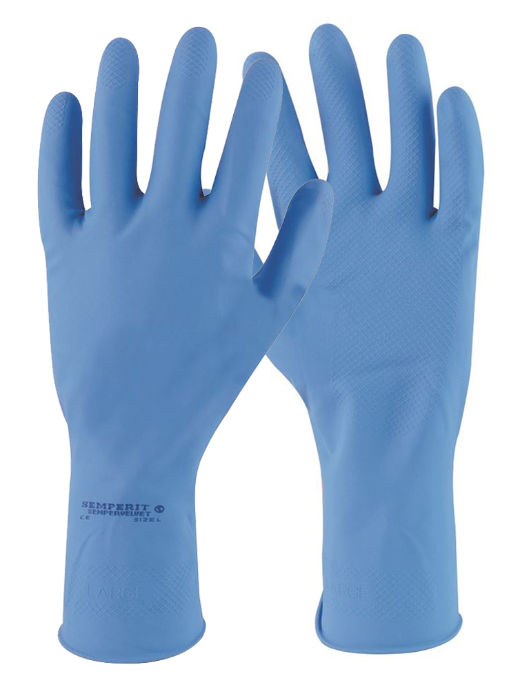 Semperit SEMPERVELVET Pracovné latexové rukavice Modrá, 7