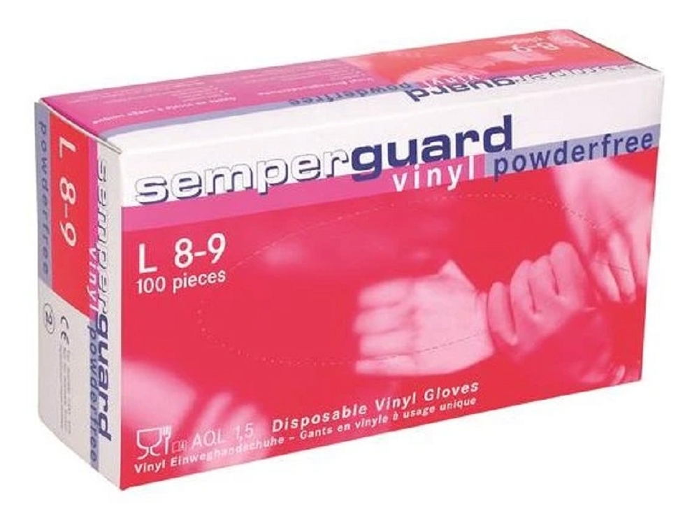 Semperguard VINYL Jednorazové vinylové rukavice 100 / 90 kusov, 8, Priehľadná