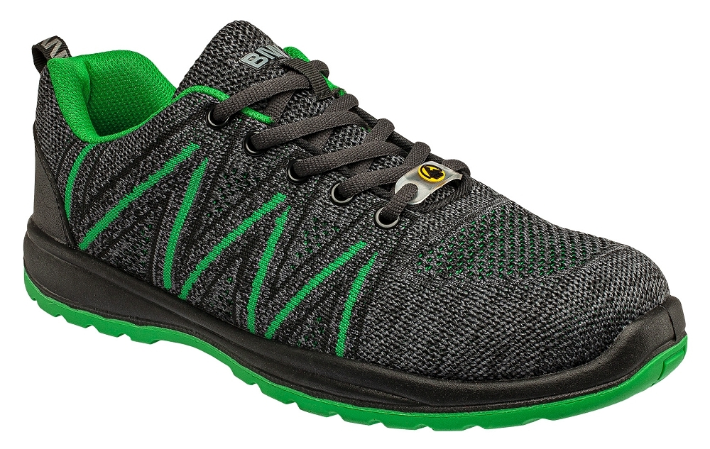 KNITTER S1 ESD GREEN LOW Bezpečnostná obuv 36, Zelená-Sivá